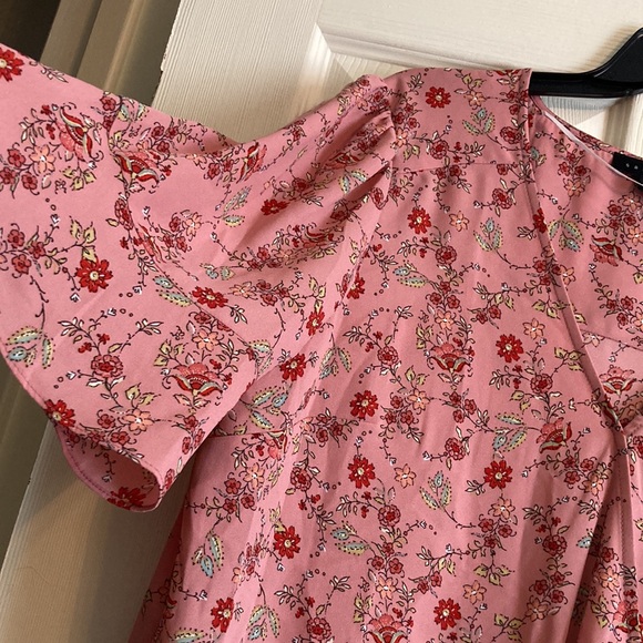 Sanctuary Faux Wrap Pink Floral Spring Summer Top, M - Picture 3 of 11
